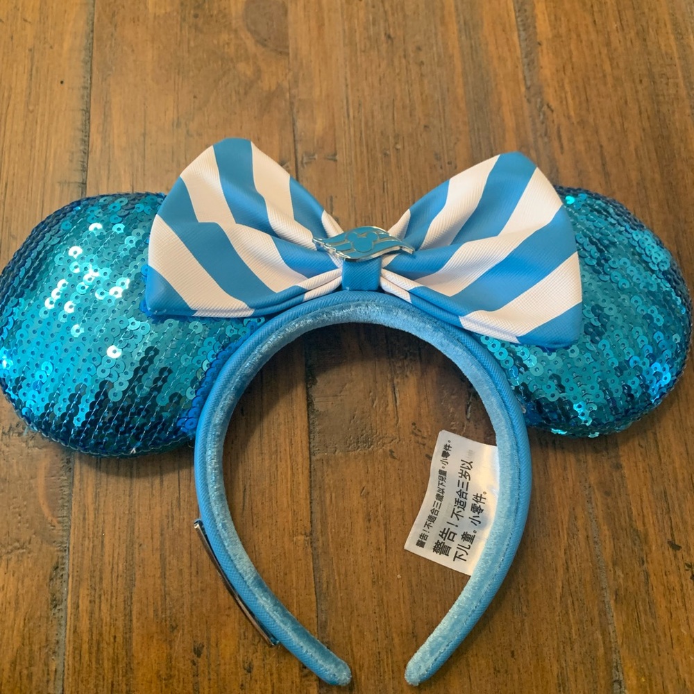 Disney Cruise Line Loungefly Blue Teal Sequins Minnie Ears Headband Ears - Picture 3 of 8